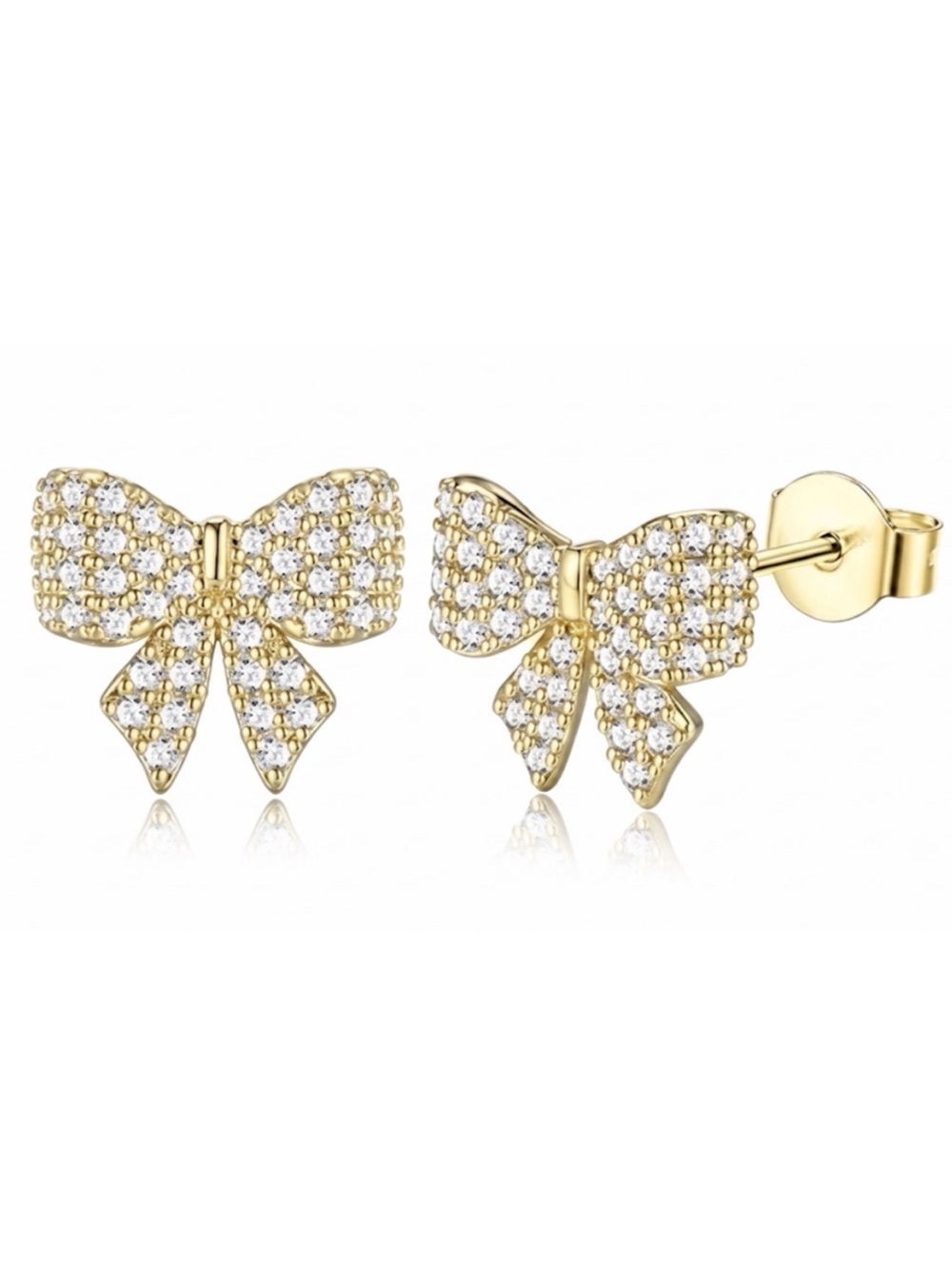 ⭐️FINAL PRICE #182 Gold Plated Bow Cubic Zirconia Stud Earrings - Women Jewelry